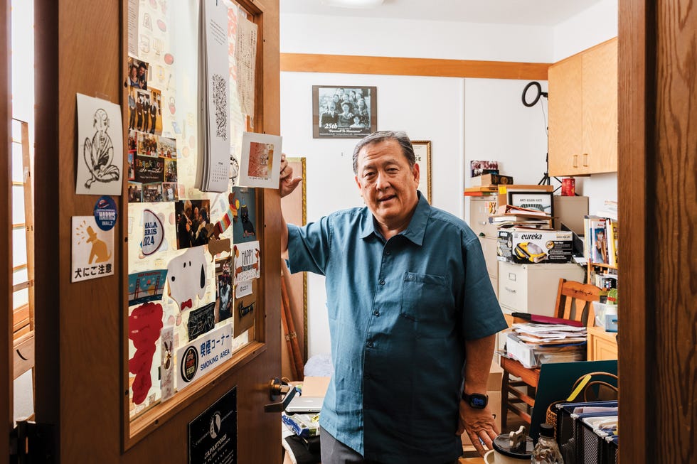 paul osaki pictured in his officeoversees programming and services for the northern california japanese american community, he refers to urban renewal as the “second evacuation” following world war ii