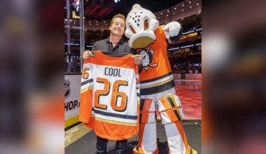 Green Day drummer Tre Cool attends Ducks game