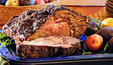 Bison roast with chokecherry rub (Misiikwaa Katoowakimina), from A Feather and a Fork. Chokecherries, says Wahpepah, are a powerful medicine rich in antioxidants and anti-inflammatory properties. (Photo credit: Clay Williams)