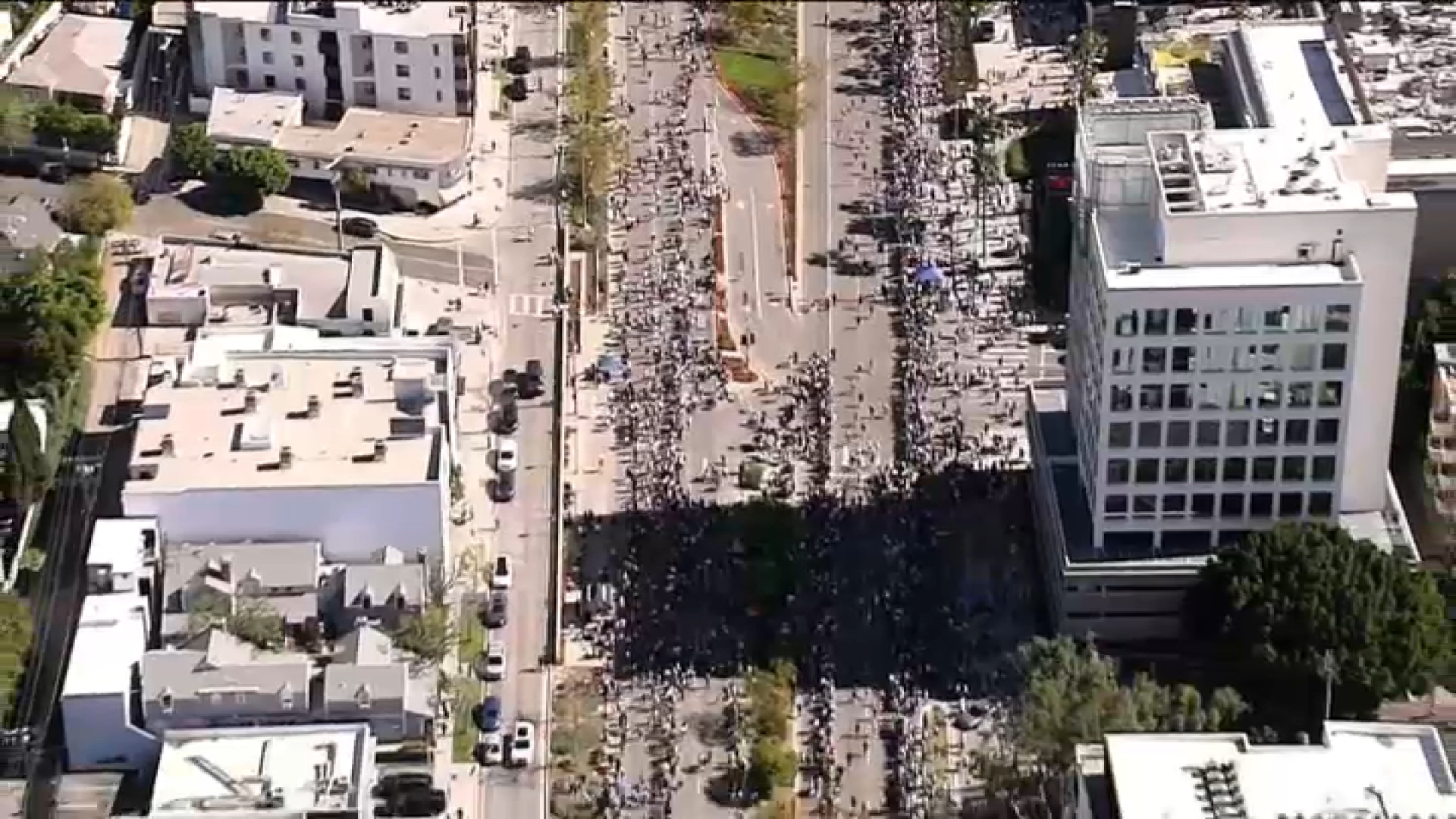 An aerial view of the 2026 Los Angeles Marathon.