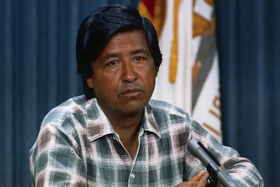 Cesar Chavez, during a press conference in 1979,
