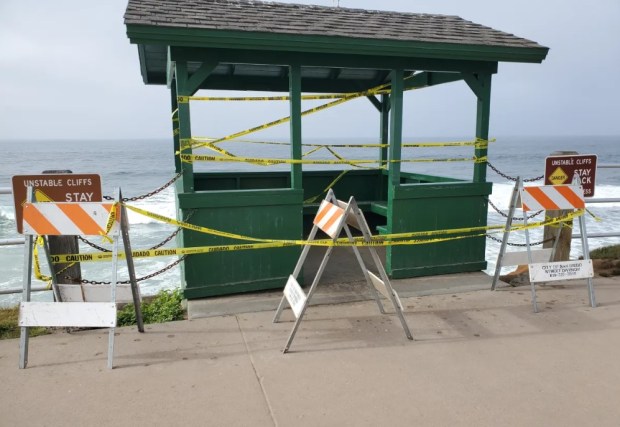 This belvedere, or gazebo, in Scripps Park, pictured in 2023, is closed due to erosion concerns. (File)