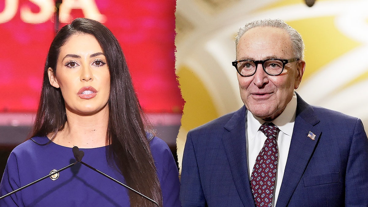 A split image of Rep. Anna Paulina Luna and Senate Minority Leader Chuck Schumer