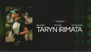 Big West Pitcher of the Week Taryn Irimata graphic