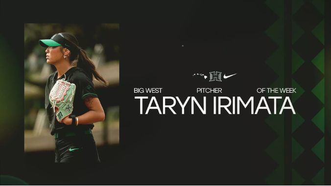 Big West Pitcher of the Week Taryn Irimata graphic