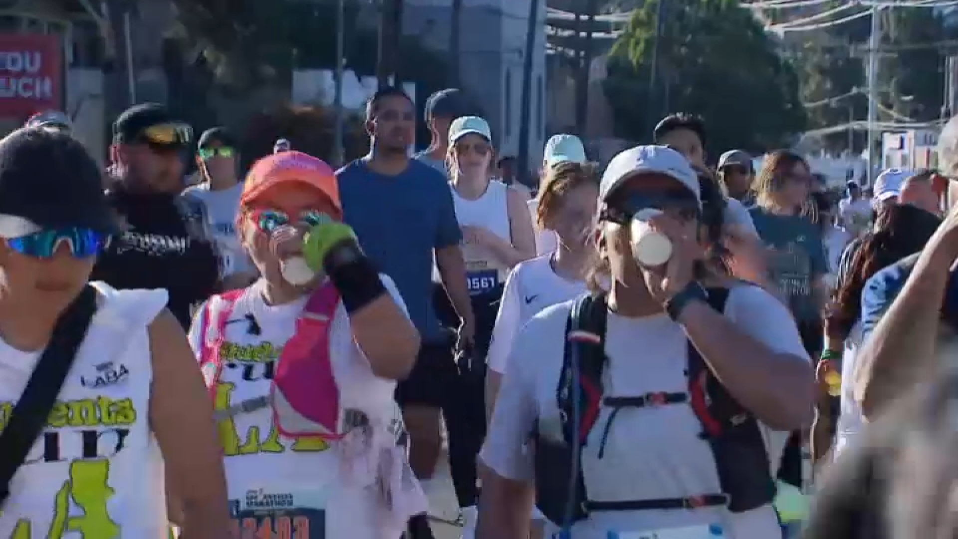 A view of the LA Marathon’s Mile 7 mark in Silver Lake, as seen on Sunday, March 8, 2026.