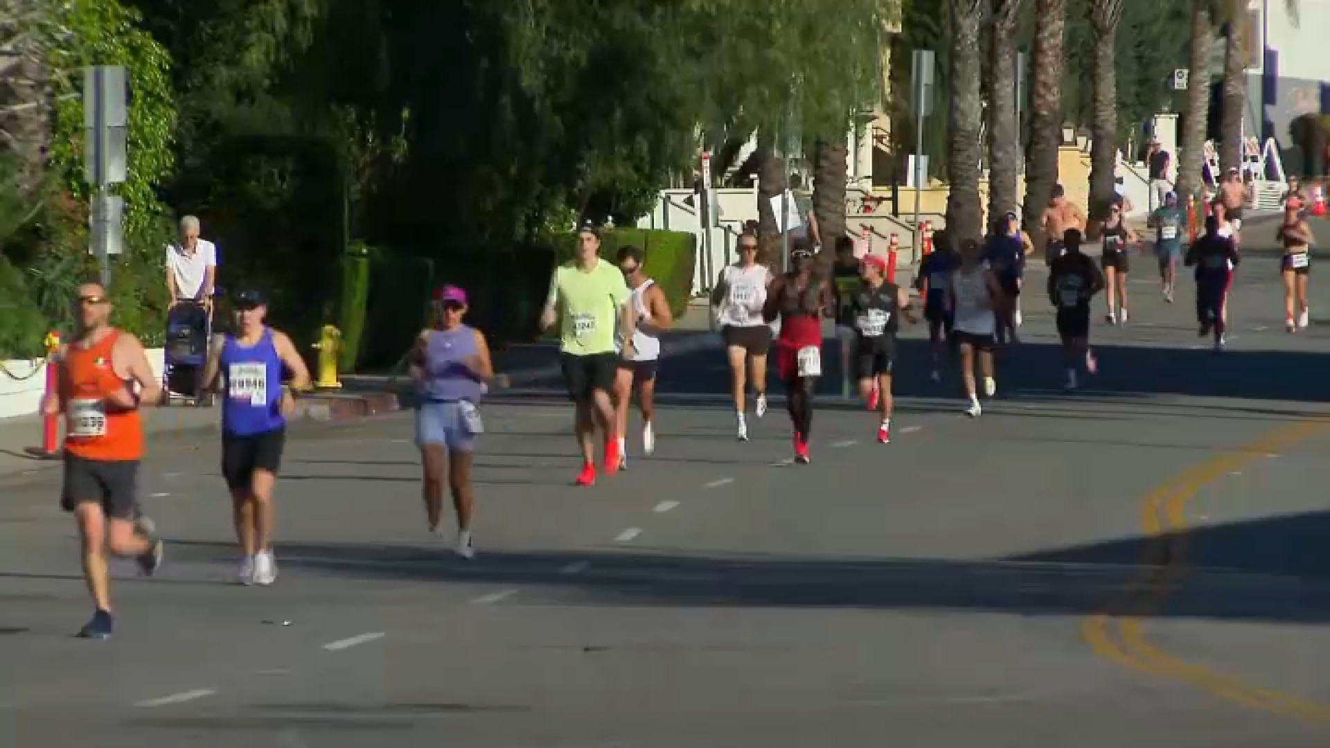 A view of the LA Marathon’s Mile 15 mark in West Hollywood, as seen on Sunday, March 8, 2026.