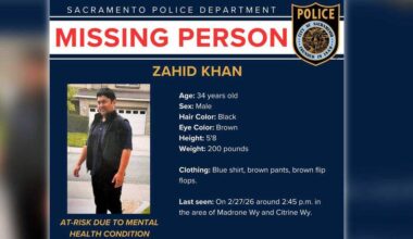 Zahid Khan, 34, was last seen on around 2:45 p.m. Friday in the area of Madrone Way and Citrine Way in Natomas, according to the Sacramento Police Department.