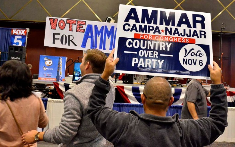 Fans of Democrat Ammar Campa-Najjar shows signs of support despite his loss to Rep. Duncan Hunter in the 50th Congressional District.