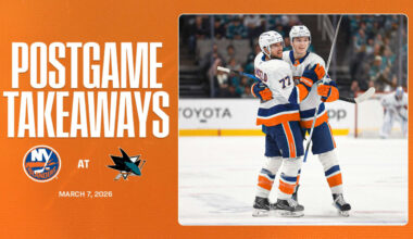 Takeaways: Horvat Lifts Isles to 2-1 OT Win Over Sharks