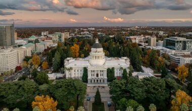 Aerial View of California State Capitol in Fall