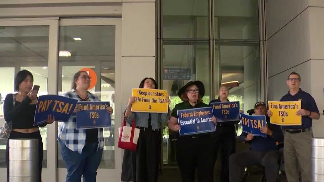 TSA workers rally at Sacramento Airport amid shutdown strain