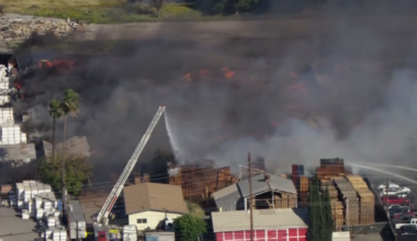 Riverside pallet yard fire forces evacuations as strong winds fuel flames