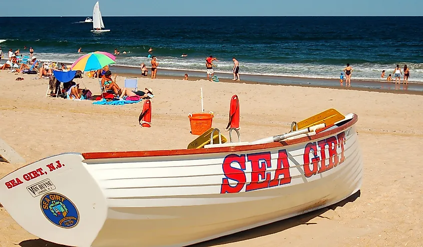 Beachgoers enjoy a beautiful, sunny summer's day at Sea Girt on the Jersey Shore