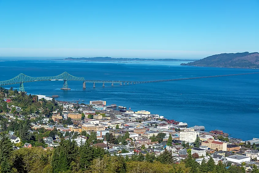 Aerial view of Astoria, Oregon.