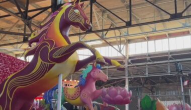 San Francisco Chinese New Year Parade floats prepared for weekend festivities