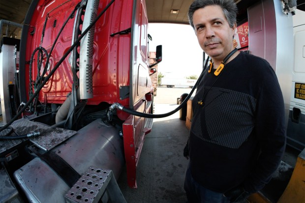 Mateo Bazzolo stopped at a local truck stop in Otay Mesa near the U.S.-Mexico border to fuel up with diesel, which was selling for $7.15 a gallon on Wednesday, March 25, 2026, in San Diego, CA. (Nelvin C. Cepeda / The San Diego Union-Tribune)