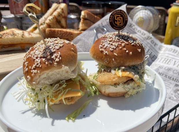 Sanyo Foods' Fish Fry is being sold at Curry House Coco Ichibanya, one of the new vendors at Petco Park for the 2025 season. (Pam Kragen / The San Diego Union-Tribune)