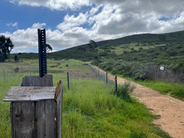 Denning Road heads south, and it's a moderately challenging uphill climb. (Maura Fox / The San Diego Union-Tribune)