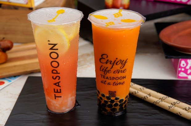 Flavored tea and boba drinks at Teaspoon, which can be found in Gallagher Square at Petco Park. (Alejandro Tamayo / U-T)
