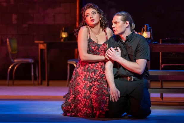 Lisa Marie Rogali as Carmen and Matthew White as Don Jose in San Diego Opera's "Carmen" at the San Diego Civic Theatre. (J. Katarzyna Woronowicz)