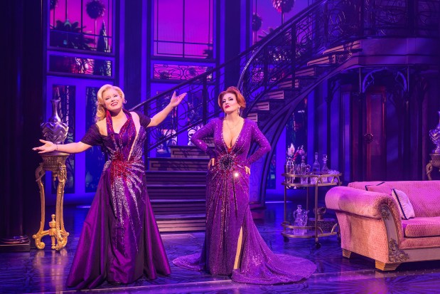 A scene from the Broadway production of "Death Becomes Her," which will play Aug. 10-15, 2027, at the San Diego Civic Theatre as part of Broadway San Diego's 2026-27 season. (Matthew Murphy and Ethan Zimmerman)