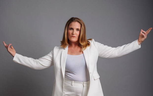 Samantha Ginn plays the title role of God in The Roustabouts Theatre Company production of "An Act of God." (Michael Pearce)