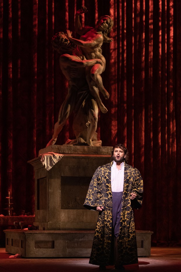 Scott Quinn as the Duke of Mantua in San Diego Opera's production of "Rigoletto" in 2019. The Verdi opera will return in October as part of the company's 2026-27 season. (Karli Cadel)