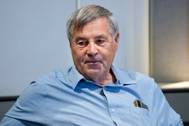 Roger Bisson of El Cajon served in the U.S. Air Force as a pilot and a physician. Bisson was among the military veterans who met at the San Diego Air & Space Museum for a discussion on the war unfolding in Iran. (Nelvin C. Cepeda / The San Diego Union-Tribune)