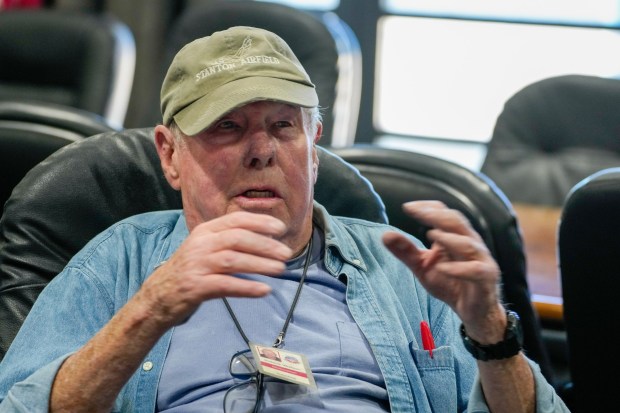 Patrick Watson of San Diego served in the U.S. Air Force. Watson was among the military veterans who met at the San Diego Air & Space Museum for a discussion on the war unfolding in Iran. (Nelvin C. Cepeda / The San Diego Union-Tribune)