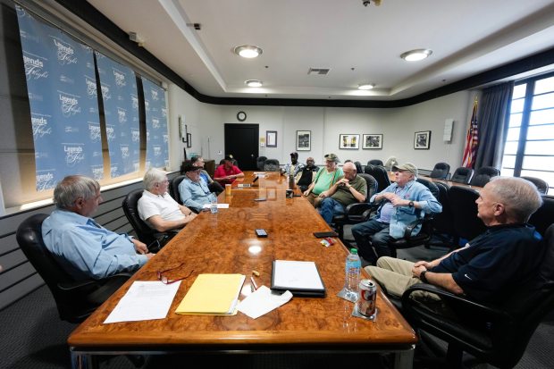 San Diego, CA - March 13: A small group of military veterans gathered at the San Diego Air & Space Museum for a discussion on the war unfolding in Iran. (Nelvin C. Cepeda / The San Diego Union-Tribune)