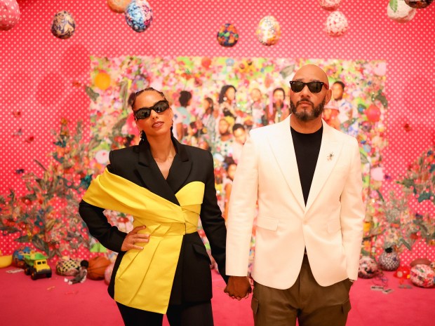Married music artists and art collectors Swizz Beatz and Alicia Keys explore "Giants: Art from the Dean Collection of Swizz Beatz and Alicia Keys," a large-scale exhibition that will be presented April 18 through Aug. 9 at the Museum of Contemporary Art, San Diego in La Jolla. (Earl Manning)