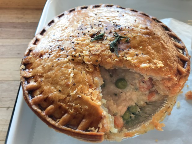Chicken pot pie from San Diego-based Pop Pie Co., which is a new vendor at Petco Park for the 2026 season. (Brad Johnson / SCNG)