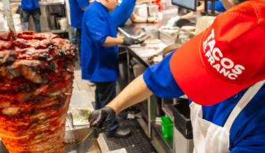 taco slicing from a vertical spit