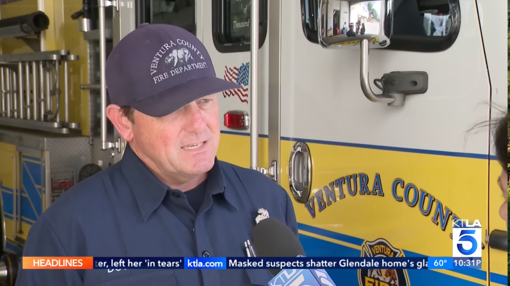 Ventura County Fire Department official speaking to a reporter.