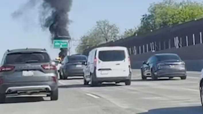 SUV catches fire on Highway 50 in Sacramento