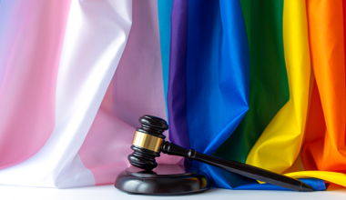rainbow flag and gavel