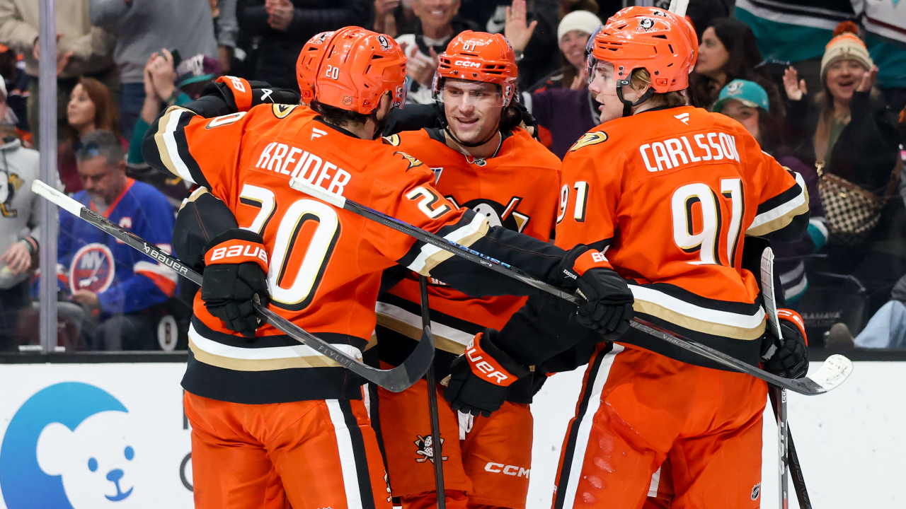 Gauthier scores twice, Husso makes 42 saves in Ducks victory against Islanders