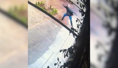 Vandal throws concrete twice at the front of Luigi's Restaurant and Delicatessen