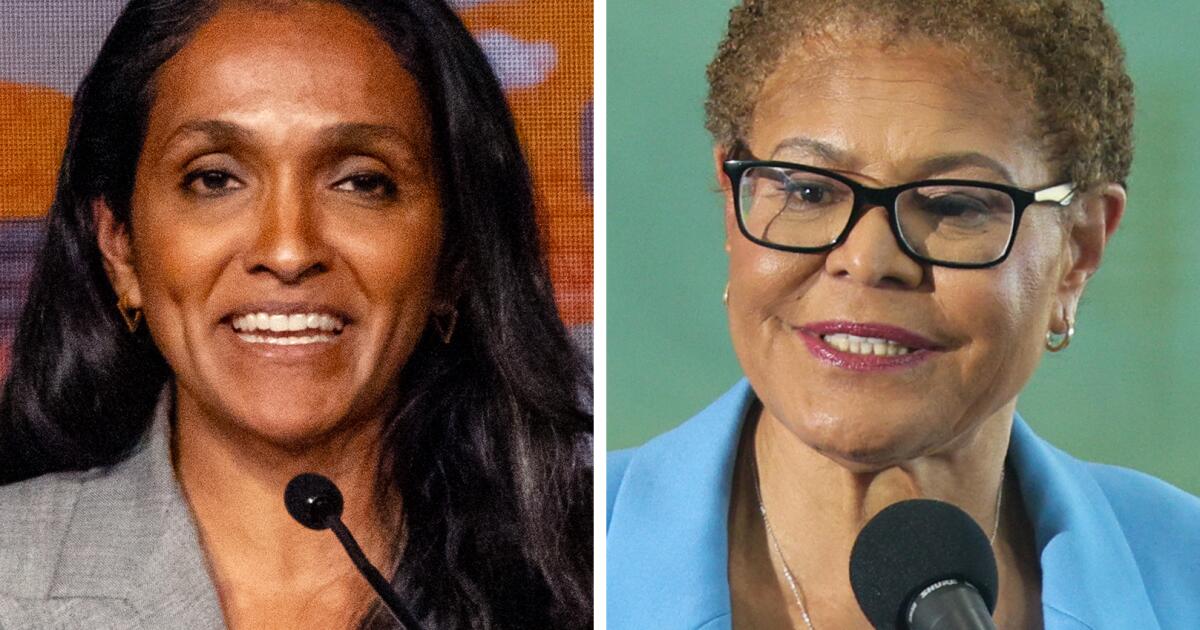In L.A. mayor's race, controversial poll shows Nithya Raman ahead of Karen Bass