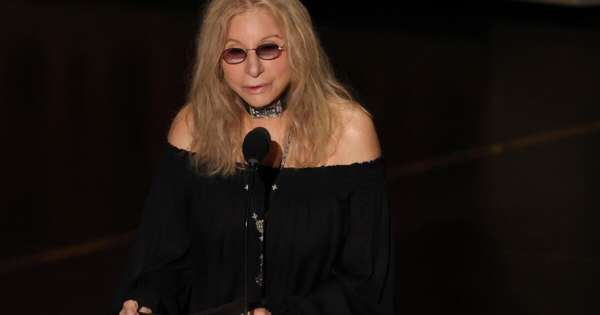 Barbra Streisand cries during Oscars performance for Robert Redford