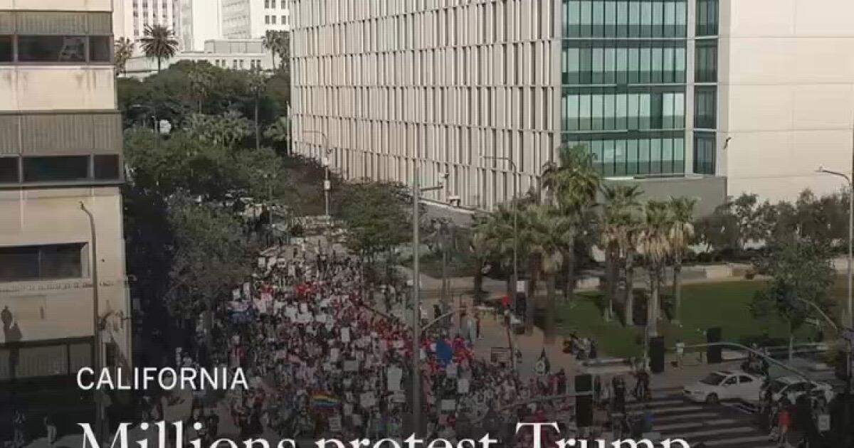Thousands protest Trump at ‘No Kings’ rally in downtown Los Angeles