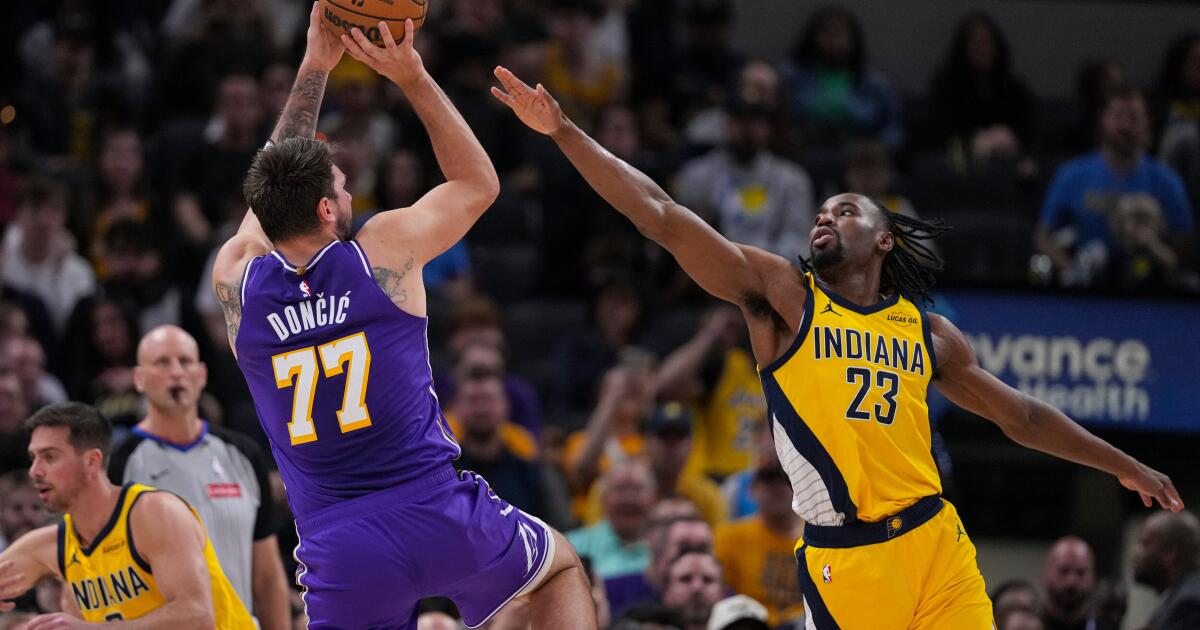 Luka Doncic scores 43 as road weary Lakers hold off late Pacers rally