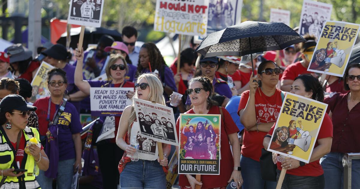 L.A. school unions announce April 14 strike date at Wednesday rally
