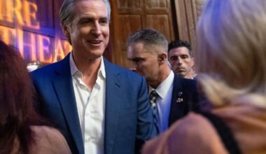 Commentary: Iran, Israel, pet otters and hair gel. Gavin Newsom's book tour stops in L.A.