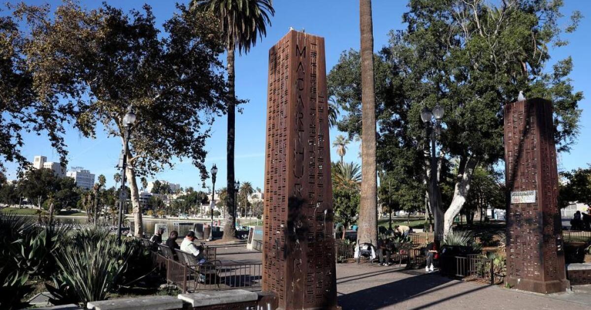 Wilshire Boulevard cuts through MacArthur Park. Some residents say they could do without the road