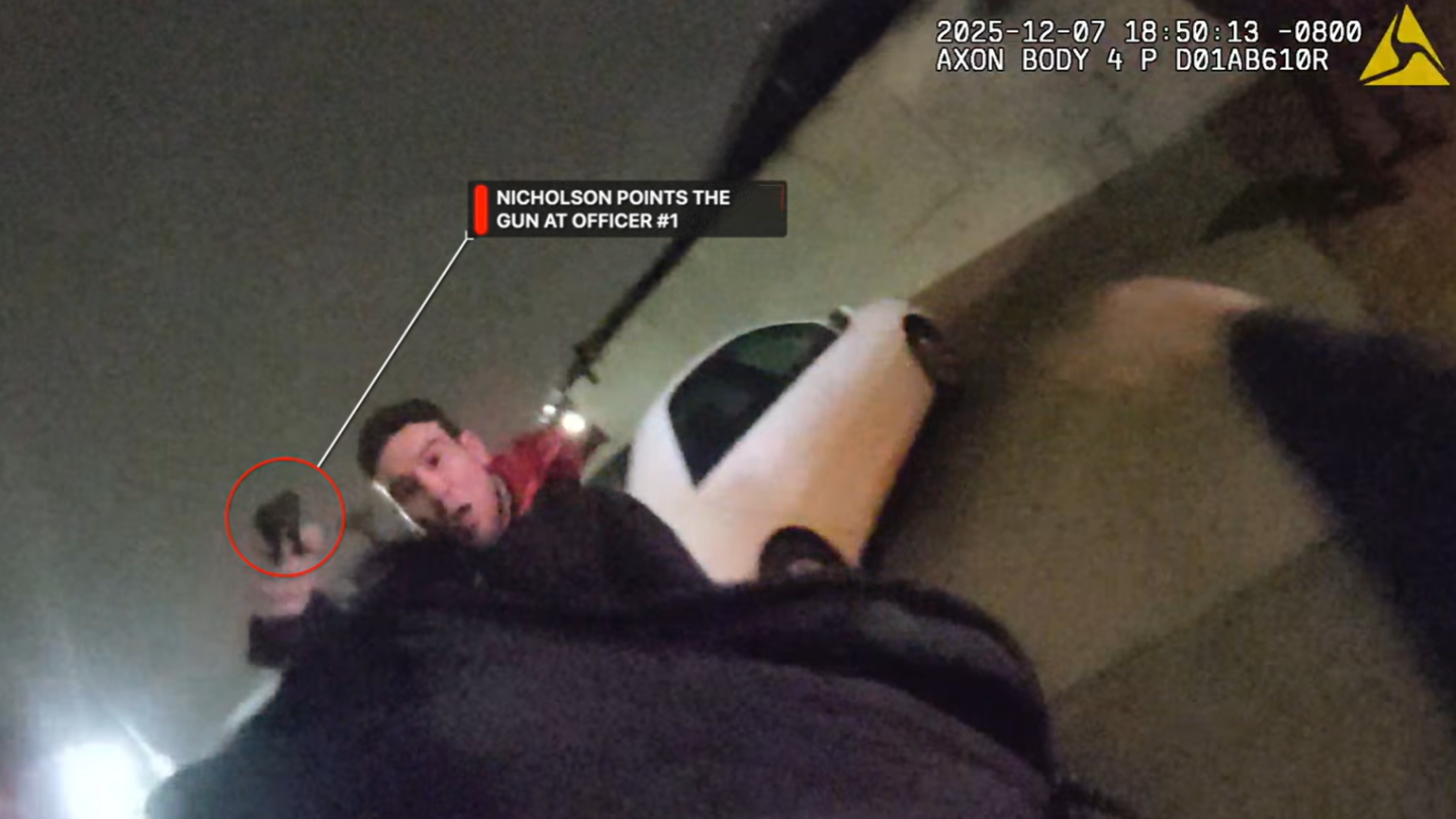 Bodycam video of man firing shot at Fresno Police officer, knocking off his hat