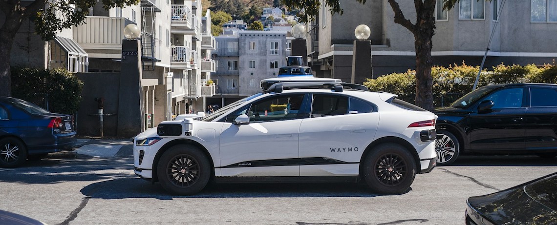 robotaxi on a city street