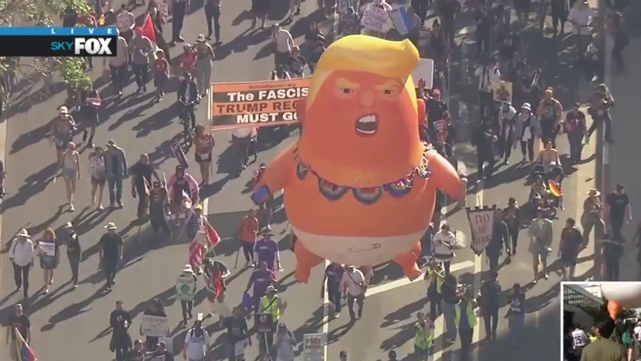 Protesters make their way through DTLA for No Kings rally