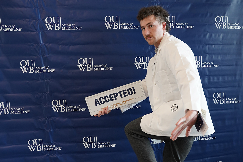 Joseph Gareis celebrates being accepted by OUWB